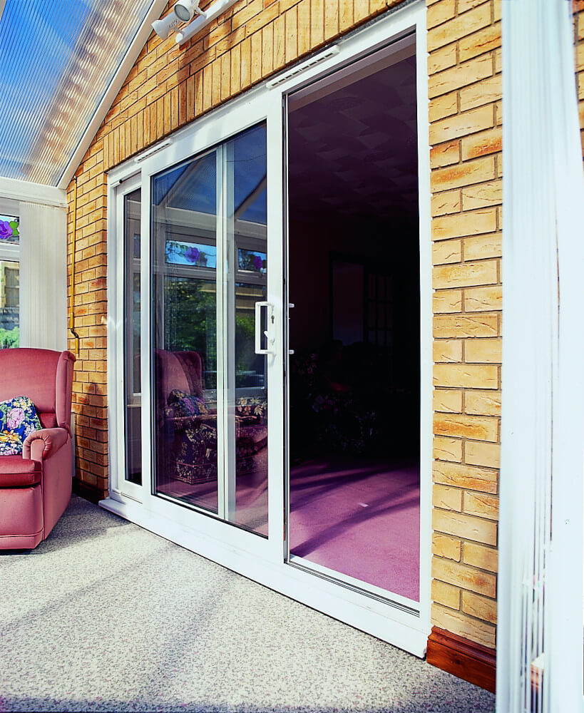 white sliding patio doors